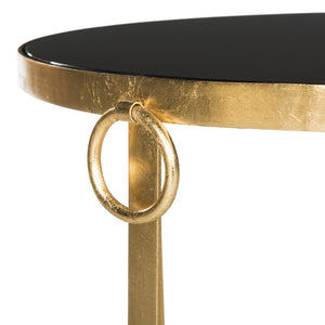 Safavieh Elisha Gold Leaf Round Coffee Table With Glass Ball Accent - Luxurious Design For Elegant Spaces FOX2599A