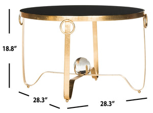 Safavieh Elisha Gold Leaf Round Coffee Table With Glass Ball Accent - Luxurious Design For Elegant Spaces FOX2599A