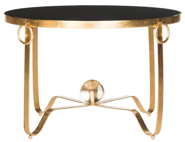 Safavieh Elisha Gold Leaf Round Coffee Table With Glass Ball Accent - Luxurious Design For Elegant Spaces FOX2599A