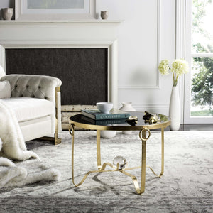 Safavieh Elisha Gold Leaf Round Coffee Table With Glass Ball Accent - Luxurious Design For Elegant Spaces FOX2599A