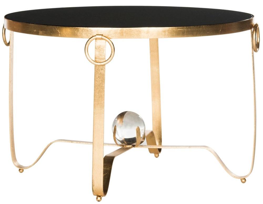 Safavieh Elisha Gold Leaf Round Coffee Table With Glass Ball Accent - Luxurious Design For Elegant Spaces FOX2599A