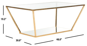 Safavieh Allene Gold Leaf Retro Coffee Table - Vintage Charm Meets Modern Design For Elegant Living Spaces FOX2601A