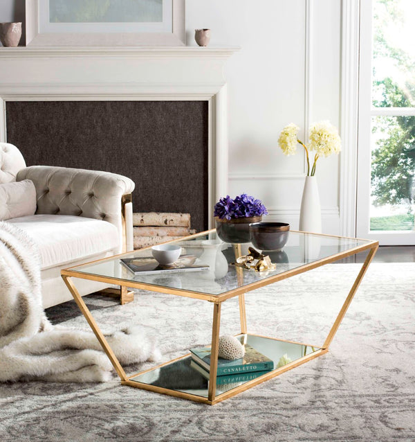 Safavieh Allene Gold Leaf Retro Coffee Table - Vintage Charm Meets Modern Design For Elegant Living Spaces FOX2601A
