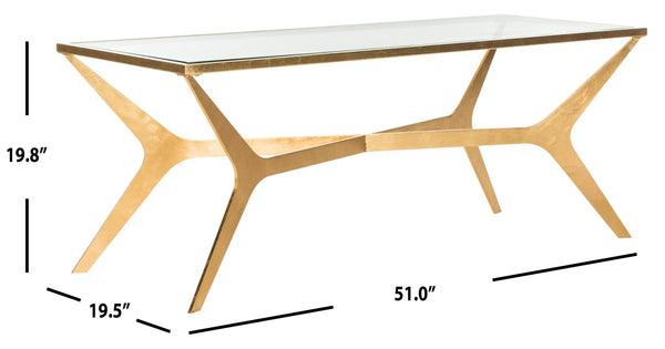 Safavieh Edythe Gold Leaf Coffee Table – Luxe Modern Centerpiece For Elegant Living Spaces & Reception Areas FOX2603A