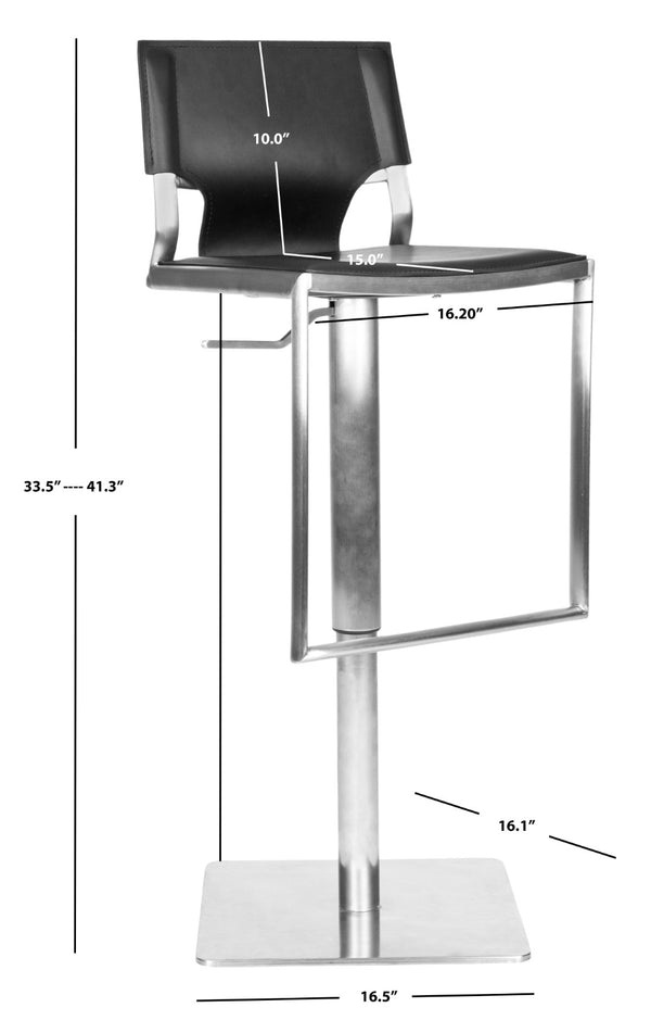 Safavieh Armondo Gas Lift Swivel Bar Stool - Modern Adjustable Height Design For Kitchen & Home Entertainment Black FOX3002B