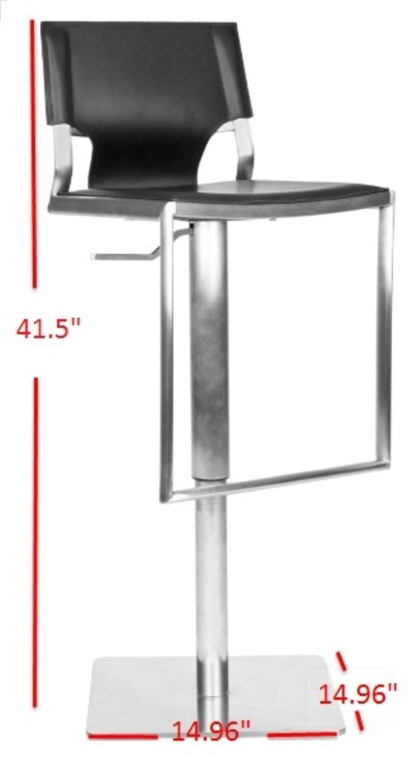 Safavieh Armondo Gas Lift Swivel Bar Stool - Modern Adjustable Height Design For Kitchen & Home Entertainment Black FOX3002B