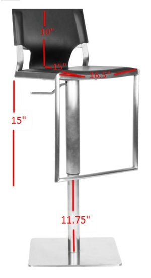 Safavieh Armondo Gas Lift Swivel Bar Stool - Modern Adjustable Height Design For Kitchen & Home Entertainment Black FOX3002B