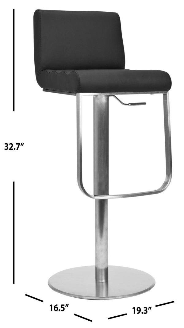 Safavieh Stanley Gas Lift Swivel Barstool - Sleek Modern Design With Adjustable Height And Comfortable Seating Black FOX3003A