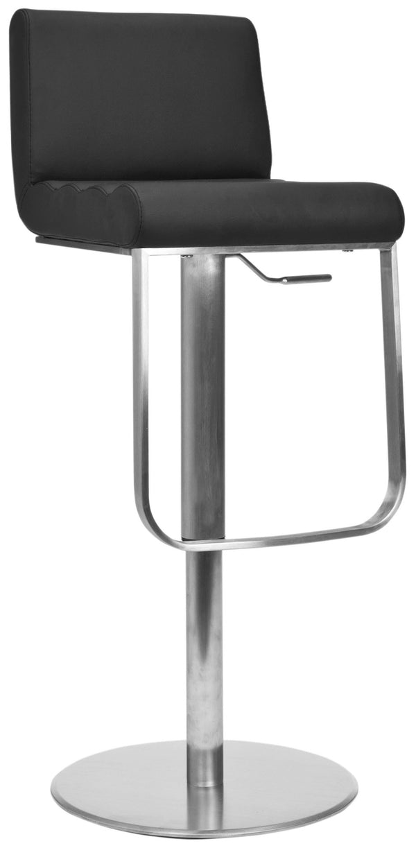 Safavieh Stanley Gas Lift Swivel Barstool - Sleek Modern Design With Adjustable Height And Comfortable Seating Black FOX3003A