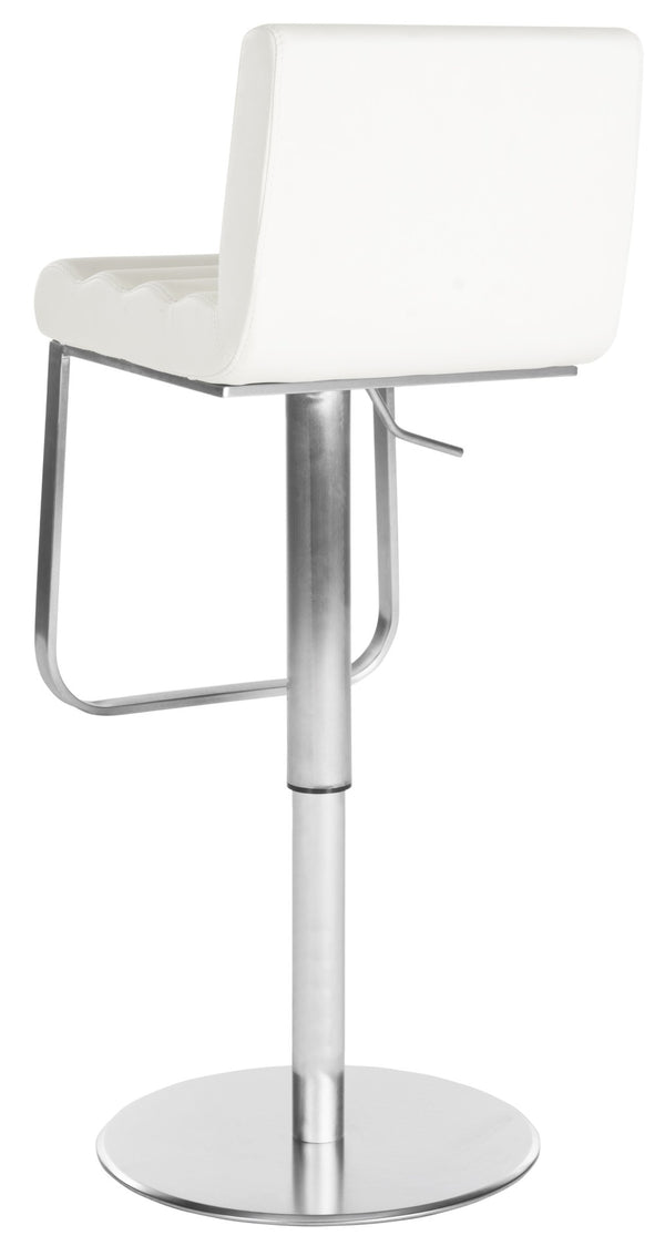 Safavieh Stanley Gas Lift Swivel Barstool - Sleek Modern Design With Adjustable Height And Comfortable Seating White FOX3003B