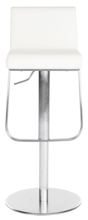 Safavieh Stanley Gas Lift Swivel Barstool - Sleek Modern Design With Adjustable Height And Comfortable Seating White FOX3003B