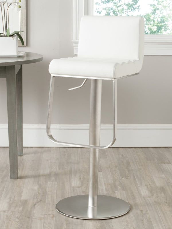 Safavieh Stanley Gas Lift Swivel Barstool - Sleek Modern Design With Adjustable Height And Comfortable Seating White FOX3003B