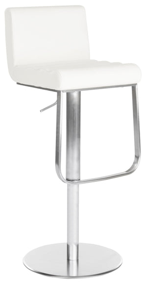 Safavieh Stanley Gas Lift Swivel Barstool - Sleek Modern Design With Adjustable Height And Comfortable Seating White FOX3003B