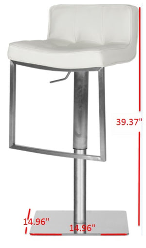 Safavieh Newman Swivel Bar Stool - Contemporary European Design With Quilted Upholstery For Modern Spaces White FOX3005C