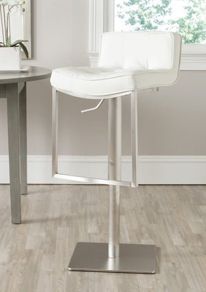 Safavieh Newman Swivel Bar Stool - Contemporary European Design With Quilted Upholstery For Modern Spaces White FOX3005C
