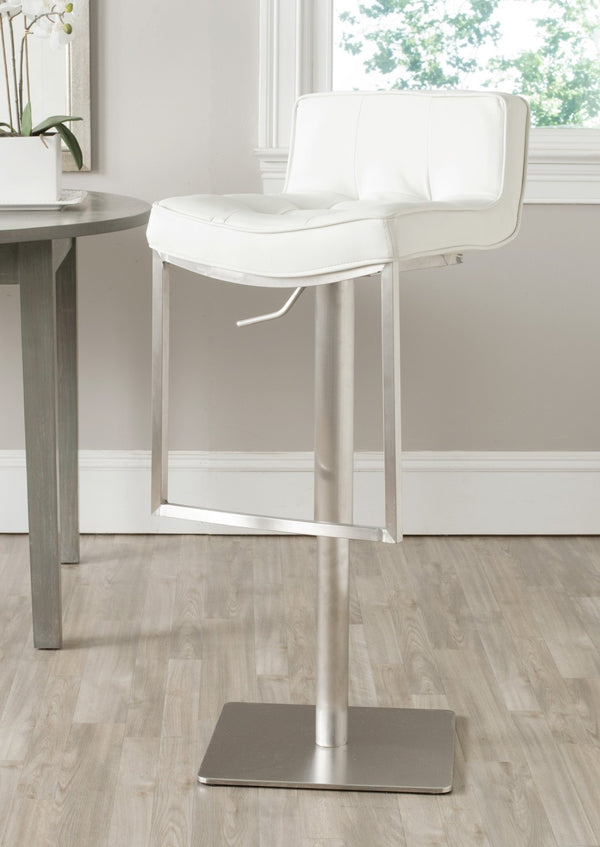Safavieh Newman Swivel Bar Stool - Contemporary European Design With Quilted Upholstery For Modern Spaces White FOX3005C