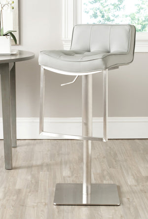 Safavieh Newman Swivel Bar Stool - Contemporary European Design With Quilted Upholstery For Modern Spaces Grey FOX3005D