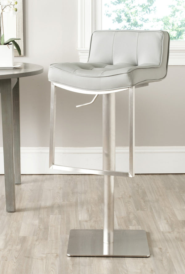 Safavieh Newman Swivel Bar Stool - Contemporary European Design With Quilted Upholstery For Modern Spaces Grey FOX3005D