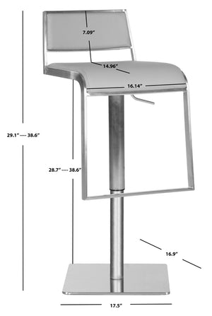 Safavieh Natania Swivel Bar Stool – Contemporary Grey Pu Leather Design With Durable Stainless Steel Frame FOX3006D