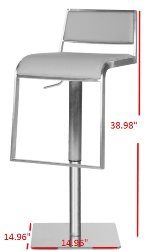 Safavieh Natania Swivel Bar Stool – Contemporary Grey Pu Leather Design With Durable Stainless Steel Frame FOX3006D