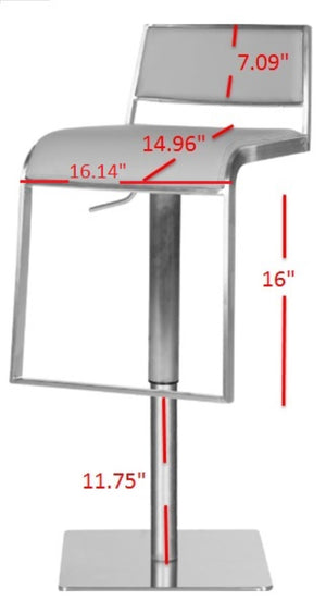 Safavieh Natania Swivel Bar Stool – Contemporary Grey Pu Leather Design With Durable Stainless Steel Frame FOX3006D