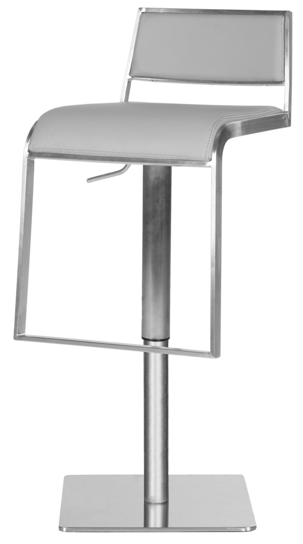 Safavieh Natania Swivel Bar Stool – Contemporary Grey Pu Leather Design With Durable Stainless Steel Frame FOX3006D
