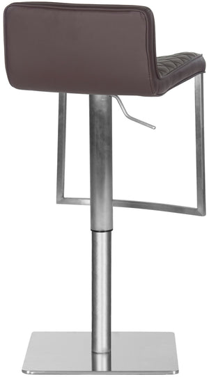 Safavieh Claudio Contemporary Swivel Barstool With Adjustable Height, Diamond-Quilted Grey Leather Upholstery Brown FOX3008A