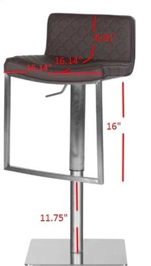 Safavieh Claudio Contemporary Swivel Barstool With Adjustable Height, Diamond-Quilted Grey Leather Upholstery Brown FOX3008A