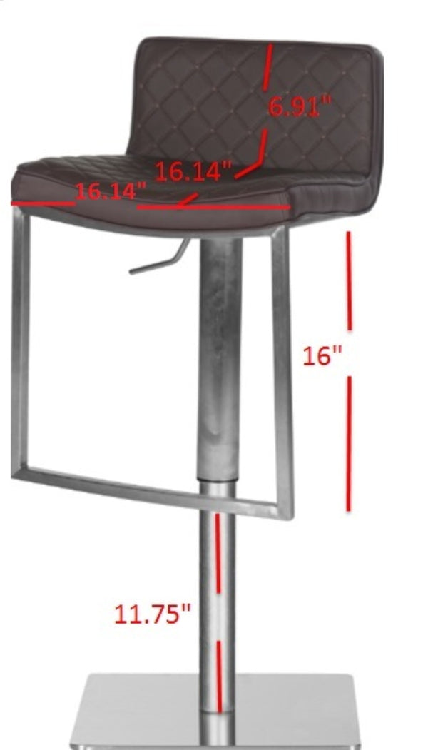 Safavieh Claudio Contemporary Swivel Barstool With Adjustable Height, Diamond-Quilted Grey Leather Upholstery Brown FOX3008A