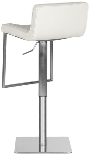 Safavieh Claudio Contemporary Swivel Barstool With Adjustable Height, Diamond-Quilted Grey Leather Upholstery White FOX3008C