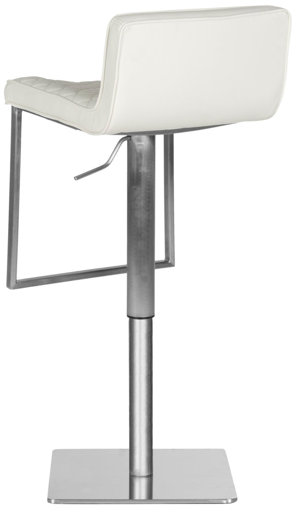 Safavieh Claudio Contemporary Swivel Barstool With Adjustable Height, Diamond-Quilted Grey Leather Upholstery White FOX3008C