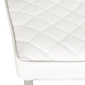 Safavieh Claudio Contemporary Swivel Barstool With Adjustable Height, Diamond-Quilted Grey Leather Upholstery White FOX3008C