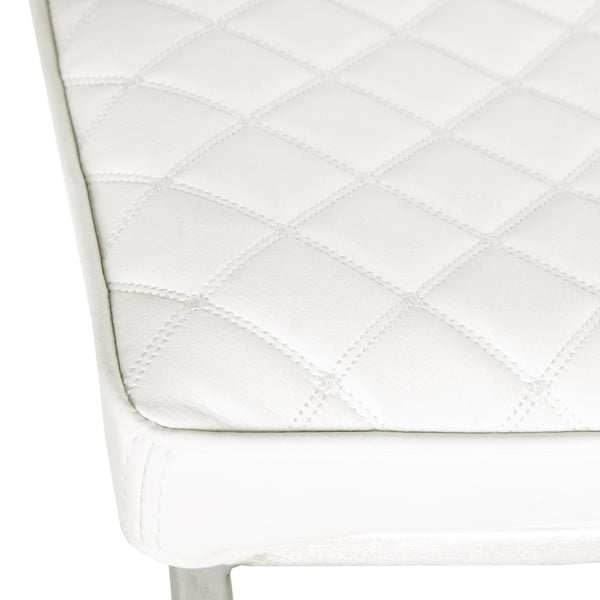 Safavieh Claudio Contemporary Swivel Barstool With Adjustable Height, Diamond-Quilted Grey Leather Upholstery White FOX3008C