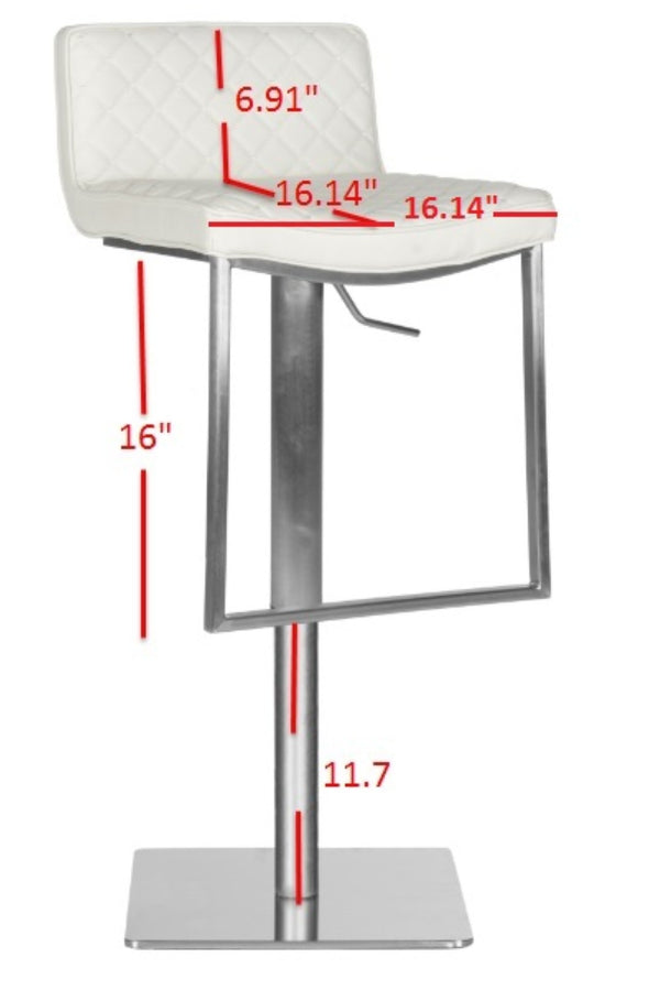 Safavieh Claudio Contemporary Swivel Barstool With Adjustable Height, Diamond-Quilted Grey Leather Upholstery White FOX3008C
