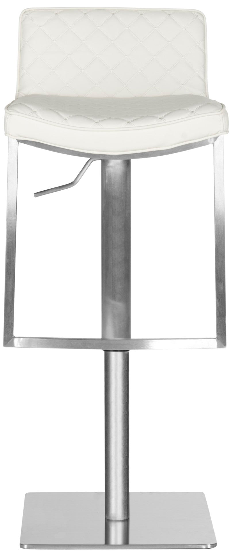Safavieh Claudio Contemporary Swivel Barstool With Adjustable Height, Diamond-Quilted Grey Leather Upholstery White FOX3008C