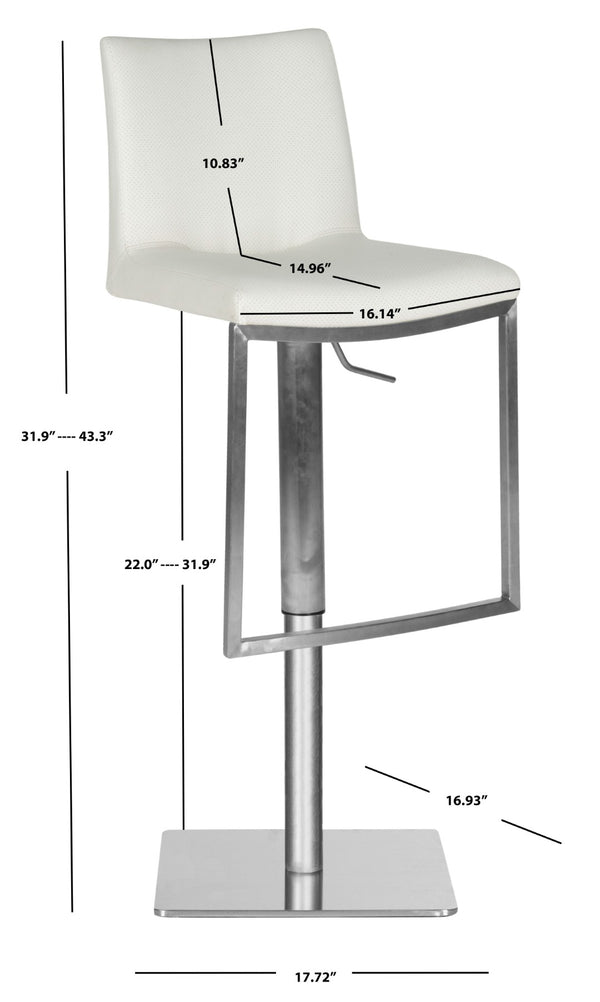 Safavieh Ember Swivel Bar Stool - Modern Design With Adjustable Height, Stainless Steel Frame For Durability White FOX3009C