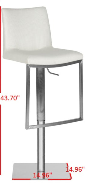 Safavieh Ember Swivel Bar Stool - Modern Design With Adjustable Height, Stainless Steel Frame For Durability White FOX3009C