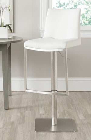 Safavieh Ember Swivel Bar Stool - Modern Design With Adjustable Height, Stainless Steel Frame For Durability White FOX3009C