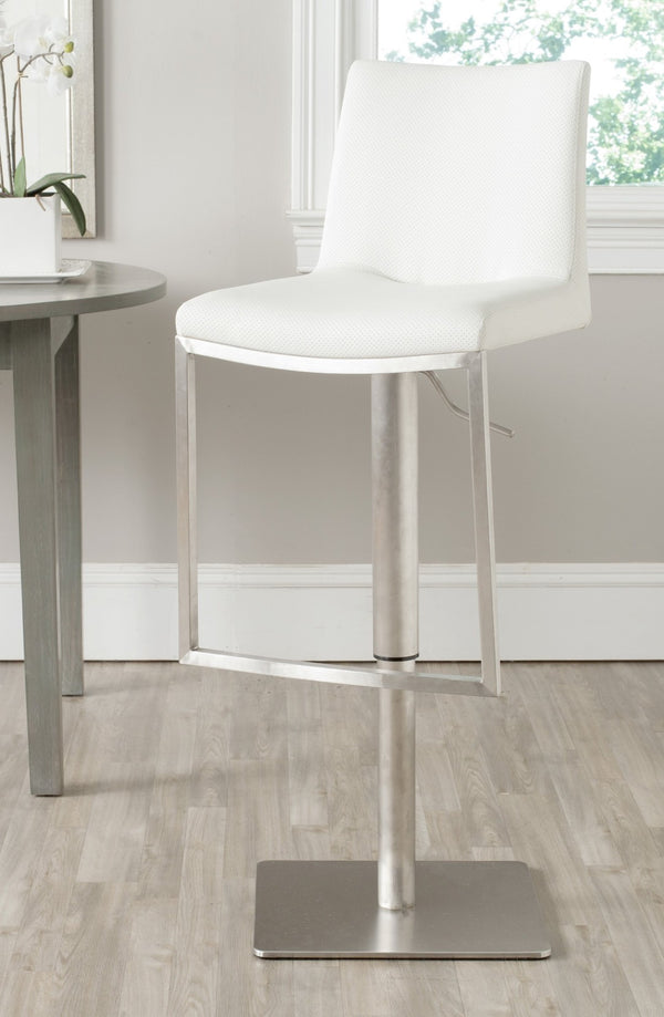 Safavieh Ember Swivel Bar Stool - Modern Design With Adjustable Height, Stainless Steel Frame For Durability White FOX3009C