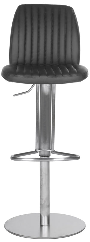 Safavieh Lamont Swivel Barstool – Stylish Black Pu Leather Seat With Adjustable Height & Modern Stainless Steel Base FOX3010B
