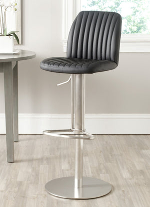 Safavieh Lamont Swivel Barstool – Stylish Black Pu Leather Seat With Adjustable Height & Modern Stainless Steel Base FOX3010B