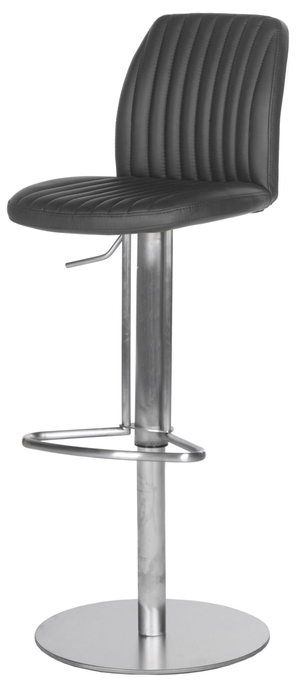 Safavieh Lamont Swivel Barstool – Stylish Black Pu Leather Seat With Adjustable Height & Modern Stainless Steel Base FOX3010B