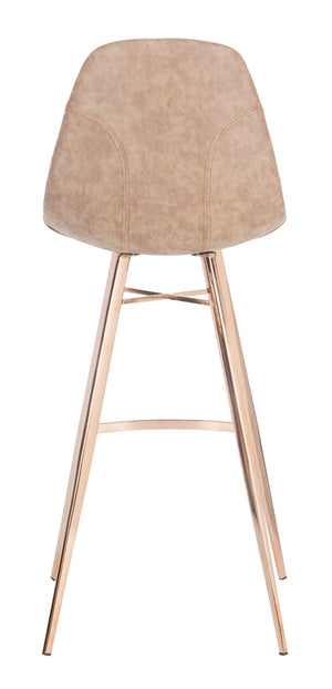 Safavieh Mathison Bar Stool - Stylish Mid-Century Modern Design With Durable Faux Leather & Sleek Metal Legs Brown/Copper FOX3011A