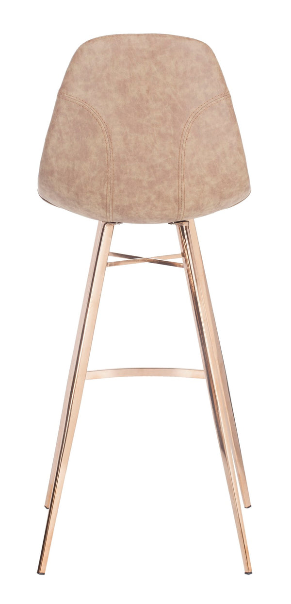 Safavieh Mathison Bar Stool - Stylish Mid-Century Modern Design With Durable Faux Leather & Sleek Metal Legs Brown/Copper FOX3011A