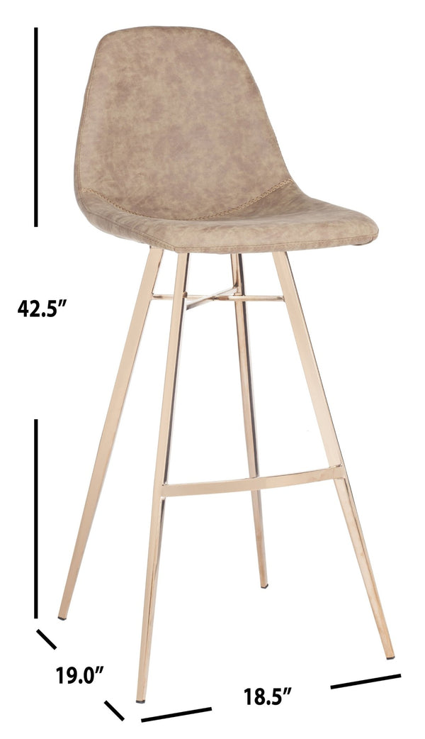 Safavieh Mathison Bar Stool - Stylish Mid-Century Modern Design With Durable Faux Leather & Sleek Metal Legs Brown/Copper FOX3011A