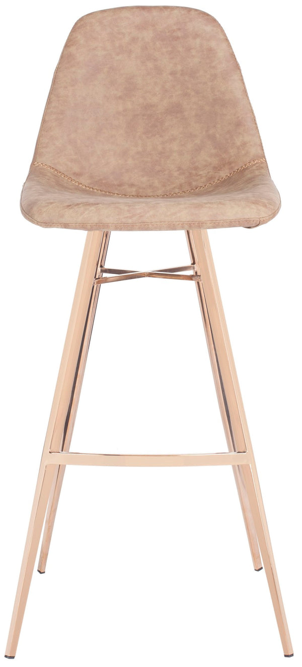 Safavieh Mathison Bar Stool - Stylish Mid-Century Modern Design With Durable Faux Leather & Sleek Metal Legs Brown/Copper FOX3011A