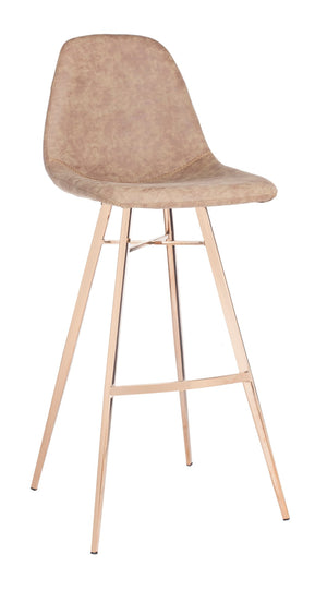 Safavieh Mathison Bar Stool - Stylish Mid-Century Modern Design With Durable Faux Leather & Sleek Metal Legs Brown/Copper FOX3011A