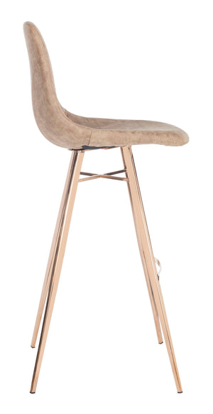 Safavieh Mathison Bar Stool - Stylish Mid-Century Modern Design With Durable Faux Leather & Sleek Metal Legs Brown/Copper FOX3011A