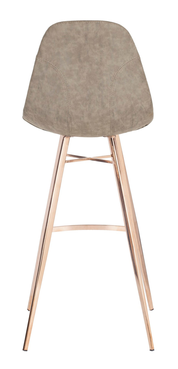 Safavieh Mathison Bar Stool - Stylish Mid-Century Modern Design With Durable Faux Leather & Sleek Metal Legs Taupe/Copper FOX3011B