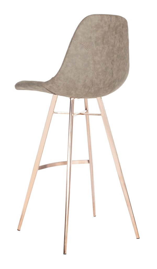 Safavieh Mathison Bar Stool - Stylish Mid-Century Modern Design With Durable Faux Leather & Sleek Metal Legs Taupe/Copper FOX3011B